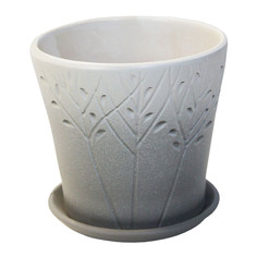 Кашпо, горшки для комнатных растений горшок керамический с поддоном Цилиндр орнамент 0,5л d12см градиент серый