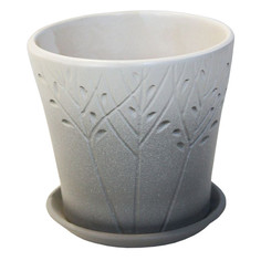 Кашпо, горшки для комнатных растений горшок керамический с поддоном Цилиндр орнамент 1,0л d13см градиент серый