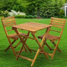 Мебель садовая Green Days, Дуэт Wood, дерево, стол, 60х60х74 см, 2 стула, 40 кг, BS-DT01.2
