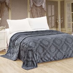 Плед 2-спальный, 180х200 см, велсофт, 100% полиэстер, Cleo, Парма, серый, 180/098-OP