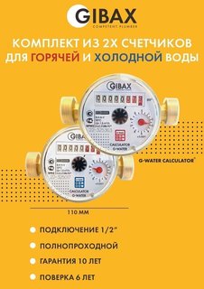 Набор счетчиков воды ГВС+ХВС GIBAX