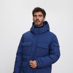 Куртка с карманами на пуху с капюшоном 12 STOREEZ