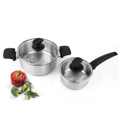 Набор посуды нержавеющая сталь, 4 предмета, Кастрюля 2.9 л, Ковш 1.15 л, индукция, Taller, TR-99221