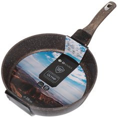 Сковорода алюминий, 28 см, антипригарное покрытие, Daniks, Гранит Олимп, коричневая, DFP-28-BR-IND, индукция