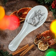 Подставка для ложки, стекло, 8х23.5 см, Daniks, Крольчонок с мамой