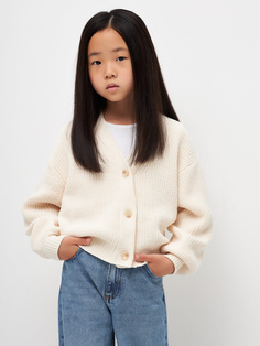 Вязаный кардиган для девочек (белый, 146) Sela