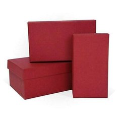 Коробка подарочная тиснение Лен, 210x210x110 мм, красная РутаУпак