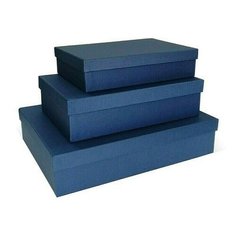 Коробка подарочная тисненая бумага Рогожка, 350x260x80 мм, синяя РутаУпак
