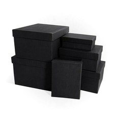 Коробка подарочная тиснение Лен, 190x150x90 мм, черная РутаУпак