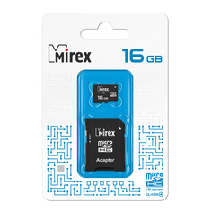 Карта памяти microSD 16GB Mirex microSDHC Class 4 (SD адаптер)