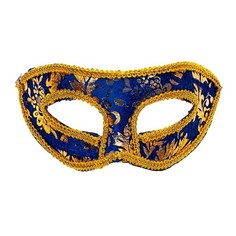 Полумаска Кубера с растительным принтом синий-золотой