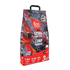 Уголь кусковой древесный 800 Degrees Долгое Горение, мешок 3 кг