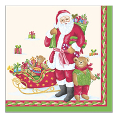 Салфетки с дизайном салфетки BOUQUET Дед Мороз с подарками 3-слойные 24х24см 25шт