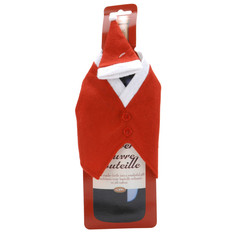 Игры и развлечения для карнавала украшение на бутылку Костюм Санты 34х12см красный Koopman