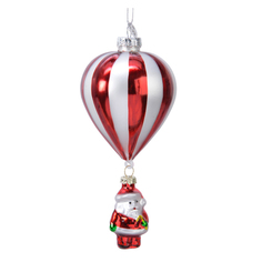 Игрушки елочные одиночные подвеска Дед Мороз на воздушном шаре 15см стекло Kaemingk