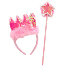 Аксессуары к карнавальным костюмам набор маскарадный Принцесса фея (ободок с короной, волшебная палочка) розовый Winter Wings