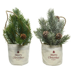 Композиции искусственные новогодние композиция в джуте Ель с шишками 22см в асс-те Kaemingk