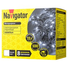Гирлянды электрические гирлянда NAVIGATOR 11,5м 100LED холодный белый зеленый провод