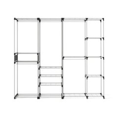 Полка-стеллаж 222.5х31х203 см, Sheffilton, металл, полка для обуви, 70 кг, SHT-WR125, В1-92, черный/хром лак