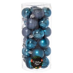 Елочный шар 24 шт, темно-синий, 4 см, пластик, SYQD-0119148NB