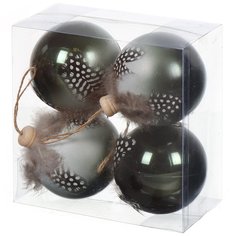 Елочный шар 4 шт, серый, 8 см, пластик, SYQC-0121116