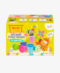 Набор для детской лепки Genio Kids Лёгкий пластилин 12 цветов Зебра в клеточку