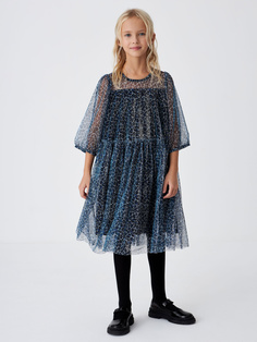 Платье с леопардовым принтом для девочек (синий, 152) Sela
