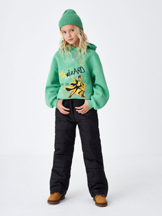 Утепленные стеганые брюки для девочек (черный, 128) Sela