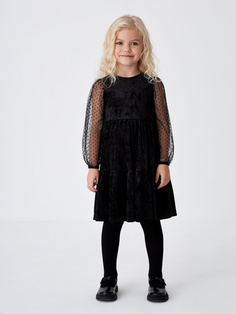 Ярусное бархатное платье для девочек (черный, 98) Sela