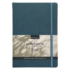 Ежедневник датированный 2023 Infolio Maverick, синий, 140х200 мм, 352 стр, твердый переплет с резинко