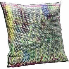 Подушка Жизнь прекрасна, 45 х 10 х 45 см, разноцветная NO Brand