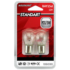 Лампы для фар автомобиля лампа накаливания AUTO STANDART P21/5W BAY15d 12V 2шт