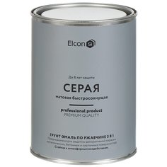 Грунт-эмаль Elcon, 3в1 матовая, по ржавчине, серая, RAL 7040, 0.8 кг