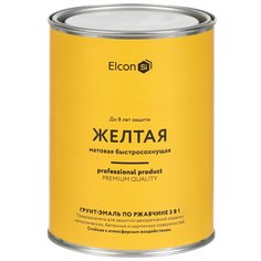 Грунт-эмаль Elcon, 3в1 матовая, по ржавчине, желтая, RAL 1023, 0.8 кг