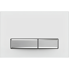 Кнопка смыва Акватек Slim KDI-0000022, прямоугольные клавиши никель, белый глянец, пластик