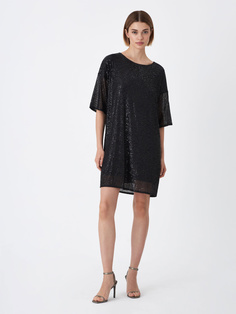 Платье-футболка с пайетками (черный, XS) Sela