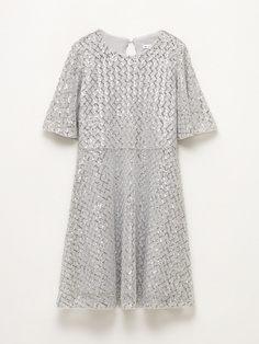 Платье с пайетками для девочек (серебро, 140) Sela