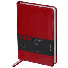 Ежедневник датированный 2023 г Berlingo Silver Pristine, А5, 184л, кожзам, серый срез, красный