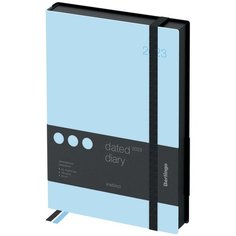 Ежедневник датированный 2023 г Berlingo Instinct, А5, 184л, кожзам, черный/голубой, с резинкой