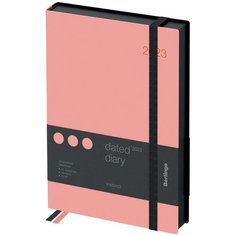 Ежедневник датированный 2023 г Berlingo Instinct, А5, 184л, кожзам, черный/фламинго, с резинкой