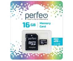 Карта Памяти microSDHC 16Gb Perfeo Class 10 UHS-I U1 + ADP