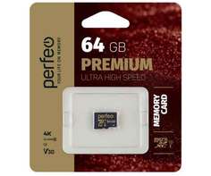 Карта памяти microSDXC 64Gb Perfeo Class 10 UHS-I U3 V30 (70/35 Mb/s)