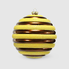 Шар новогодний Acro полоски мокка/желтые 10 см