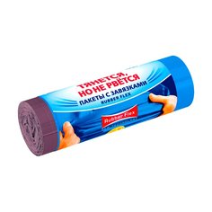 Пакет для мусора, 10 шт, 60 л, с завязками, голубой, Avikomp, Rubber Flex Prestige, 89000