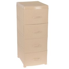 Комод 4 ящика, 38х48х96 см, бежевый ротанг, плетеный, 0357/2, Violet