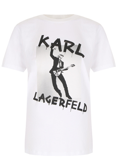 Футболка хлопковая с принтом Karl Lagerfeld