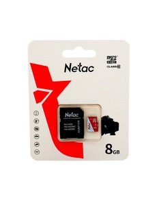 Карта памяти 8Gb - Netac MicroSD P500 Eco Class 10 NT02P500ECO-008G-R + с переходником под SD