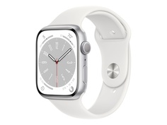 Умные часы APPLE Watch Series 8 GPS 45mm Silver Aluminum Case with White Sport Band - S/M MP6P3