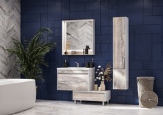 Комплект мебели белый глянец/бетон пайн 80 см Акватон Капри 1A230201KPDA0 + 1WH302251 + 1A230402KPDA0