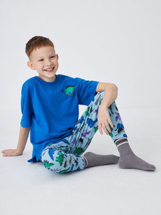 Пижама с принтом для мальчиков (синий, 122-128) Sela